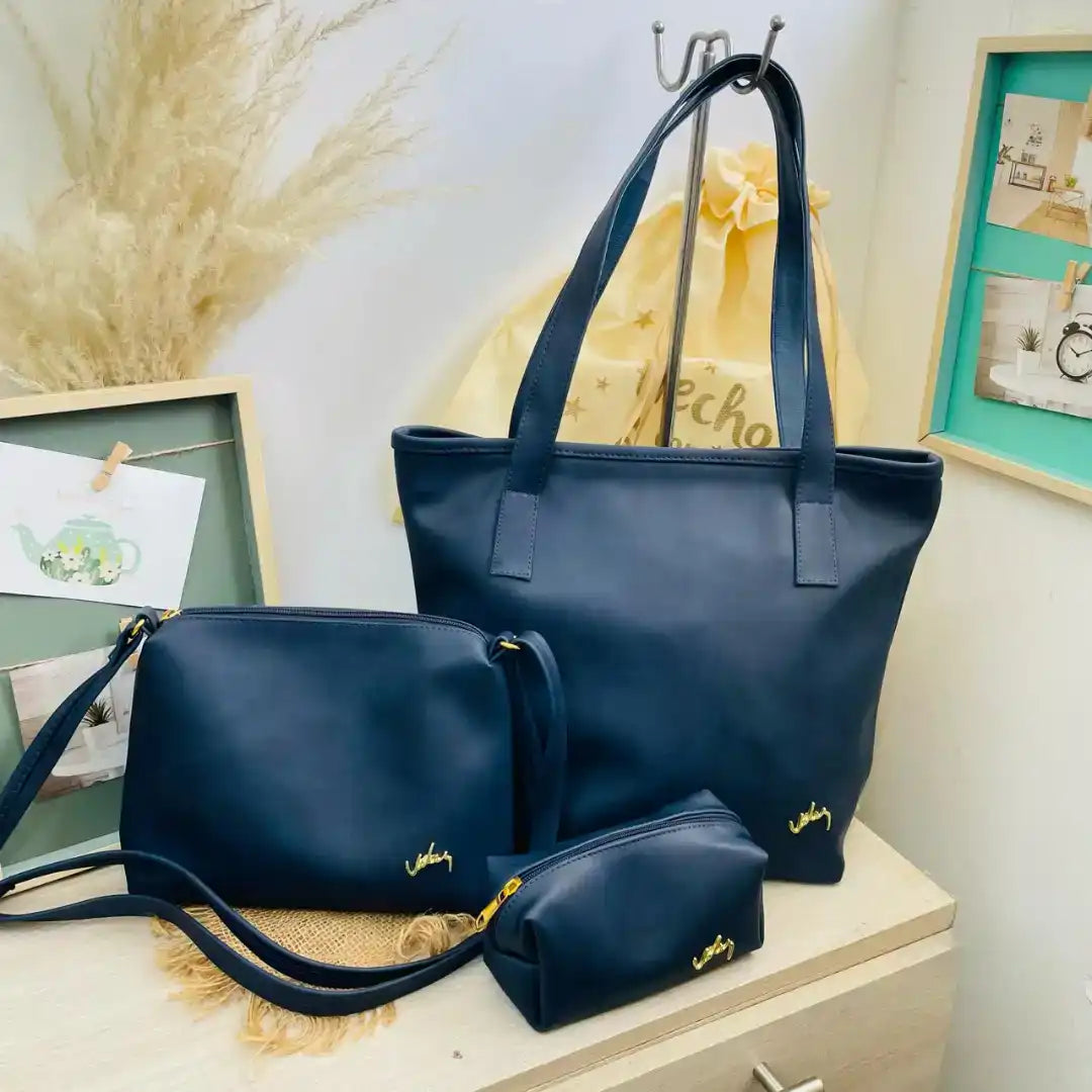 Set de cuero dakota: bolso + carriel + cosmetiquera